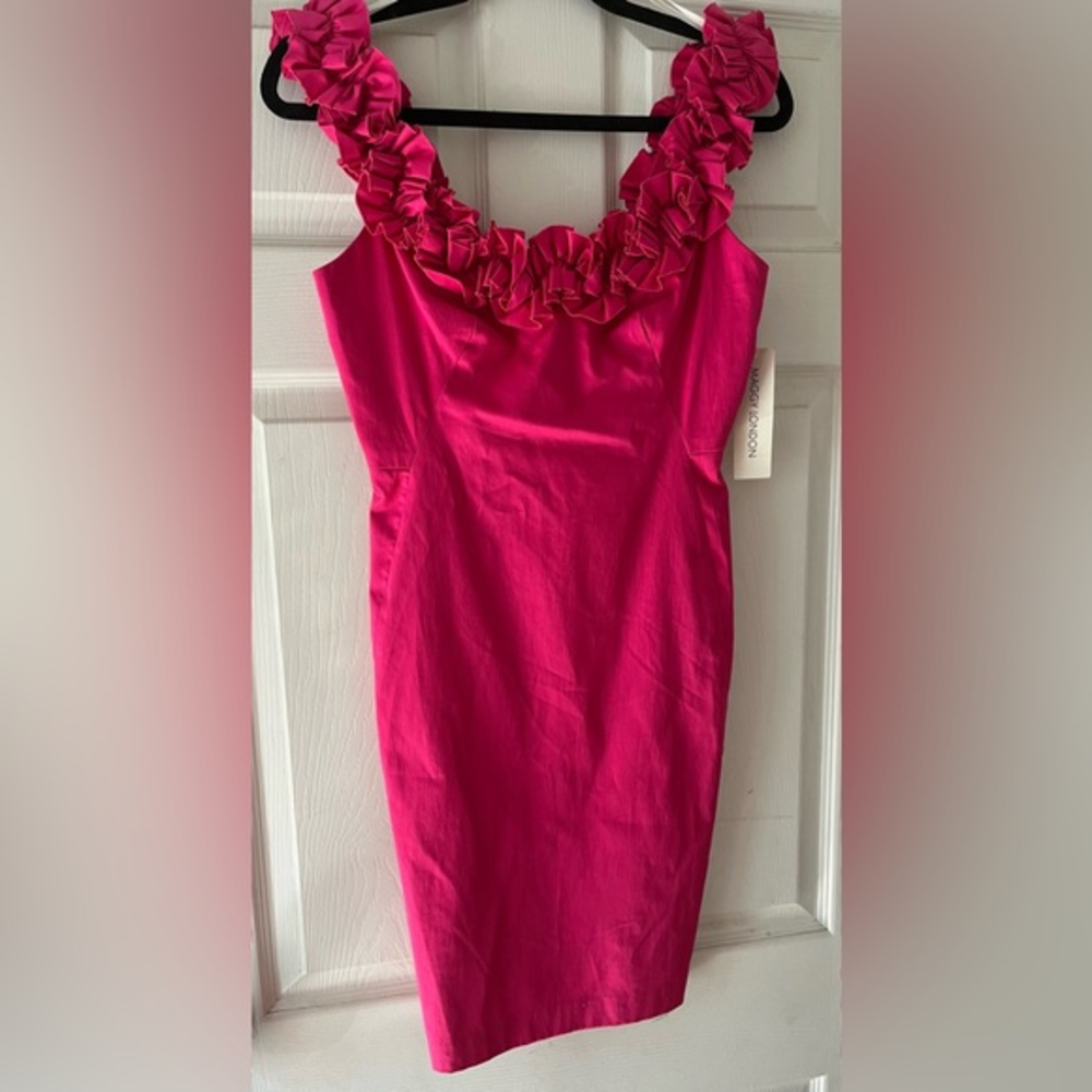 Maggy London Hot Pink‎ Ruffle Mini Dress